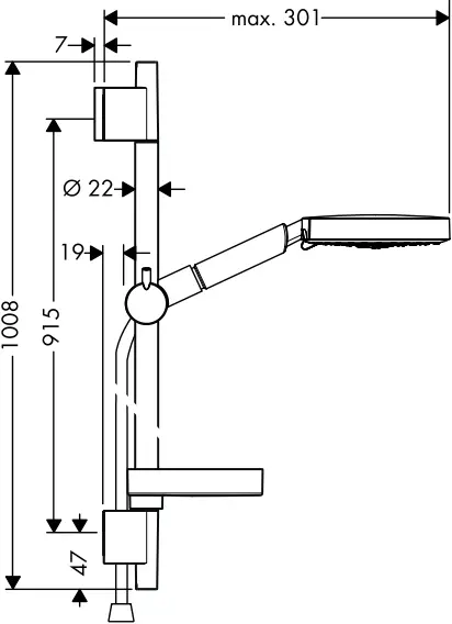 hansgrohe RAINDANCE Shower Set - Dimensions 7