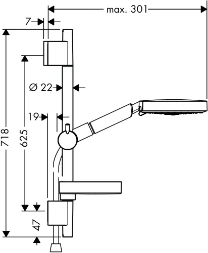 hansgrohe RAINDANCE Shower Set - Dimensions 8