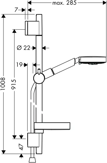 hansgrohe RAINDANCE Shower Set - Dimensions 9