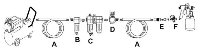 AIRBASE EATSPGSF1P Professional Solid Finish HVLP Pneumatic Spray Gun - fig 1