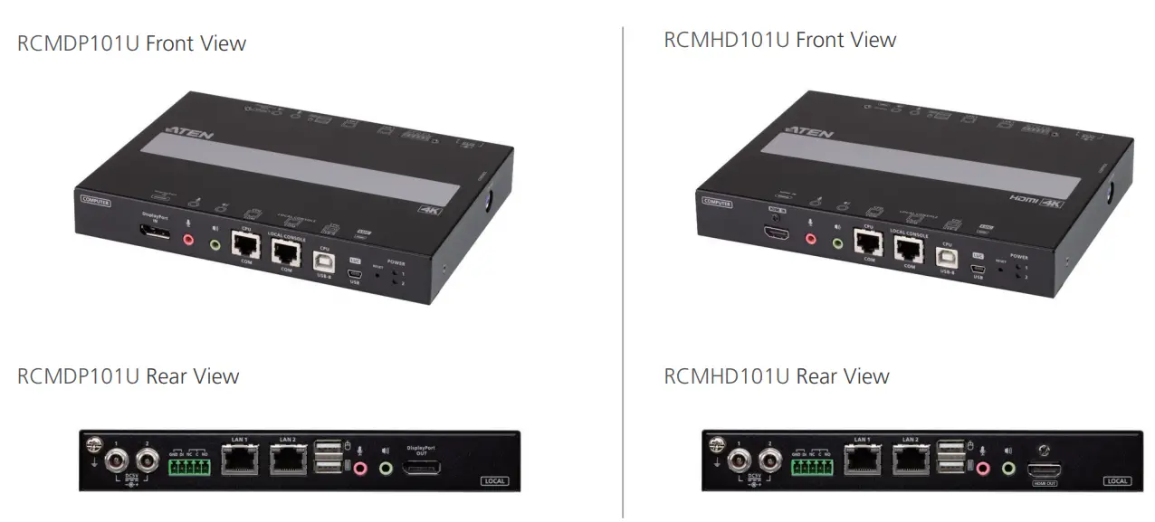 ATEN RCMDP101U 1 Local or Remote Shared Access Single Port 4K DisplayPort or HDMI KVM over IP Switch - Fig