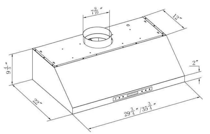Vesta Hamilton 900CFM 30 Inch Black Stainless Steel Under Cabinet - fig 4