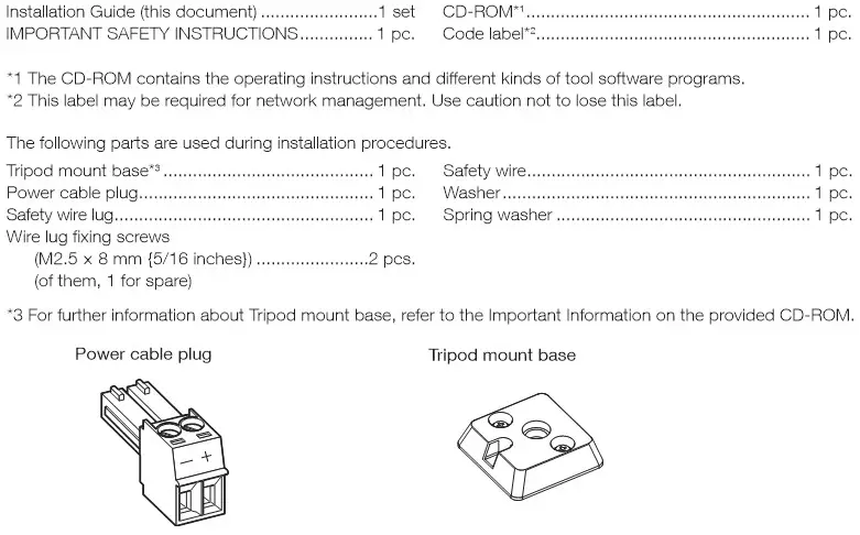 i-PRO WV-S1132 Network Camera - Standard accessories