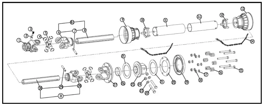 AGT INDUSTRIAL AGT-TAS74 3 Point Linkage Tractor Rototiller - DRIVE SHAFT ASSEMBLES
