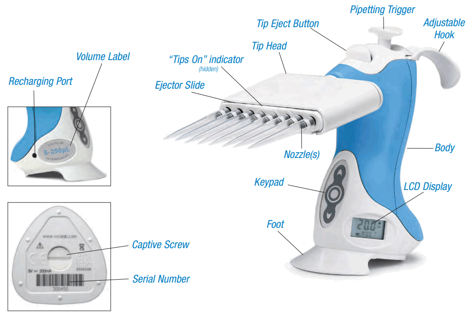 VistaLab 1060-0850L Ovation Pipettes Electronic Multichannel - Pipette Components