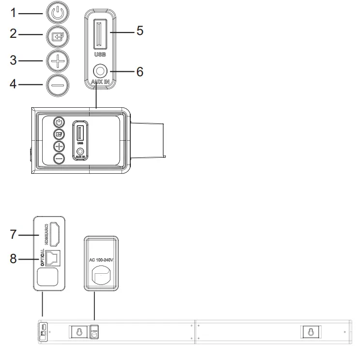 LARKSOUNd SA102S 2.1 CH 3D Soundbar with Build In Subwoofer - Product Diagram