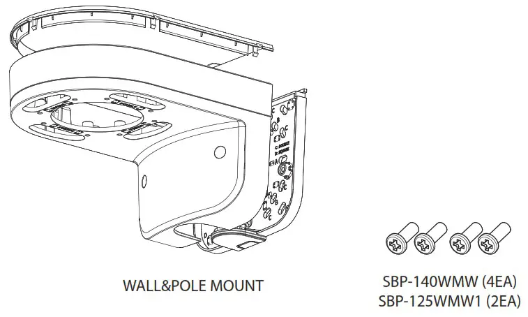 Hanwha Vision SBP 140WMW Indoor Wall and Pole Mount - Package