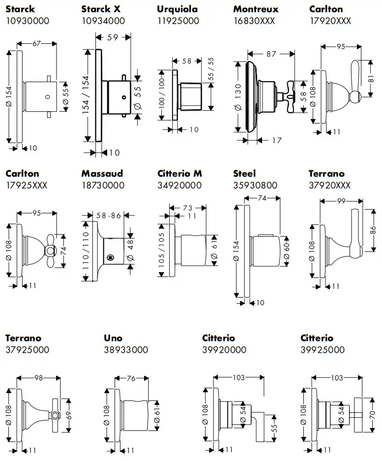 hansgrohe 10930000 AXOR Starck Shut-Off and Diverter Valves - fig 4