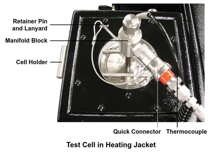 OFITE 120-70 Stirred Fluid Loss Tester - Test Cell in Heating Jacket