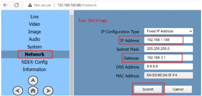 ZowieTek AI Tracking PTZ Camera 20X - Change the IP of camera