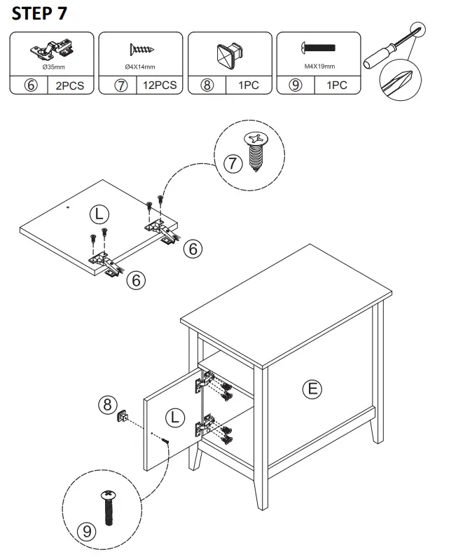 JAXPETY HG61F1070 Wooden Narrow Nightstand End Table - Fig 6