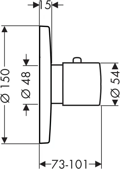 hansgrohe Concealed Highflow Thermostatic Faucet - Dimensions 1
