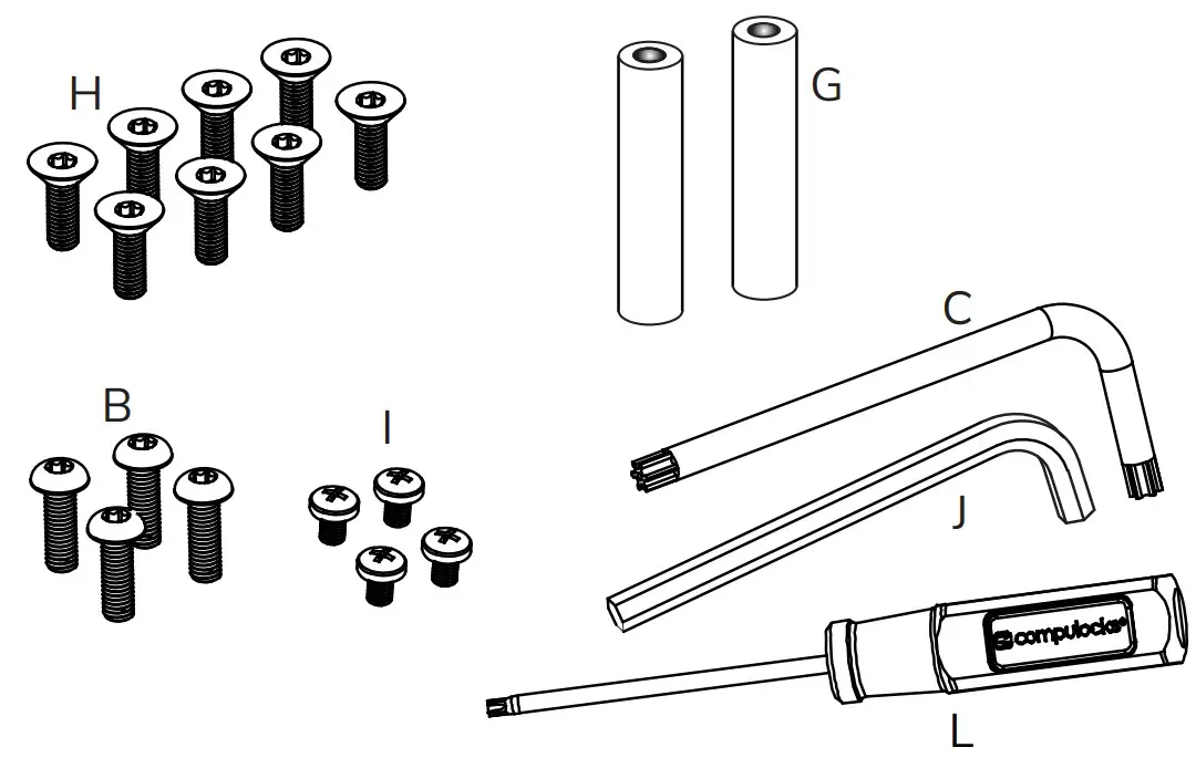 compulocks 140B Tablet Floor Stand - Hardware Kit