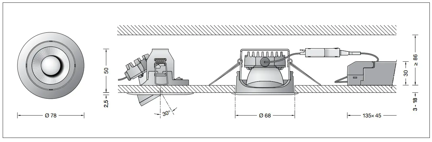 BEGA 51108.1 Recessed Ceiling Downlight - indoor