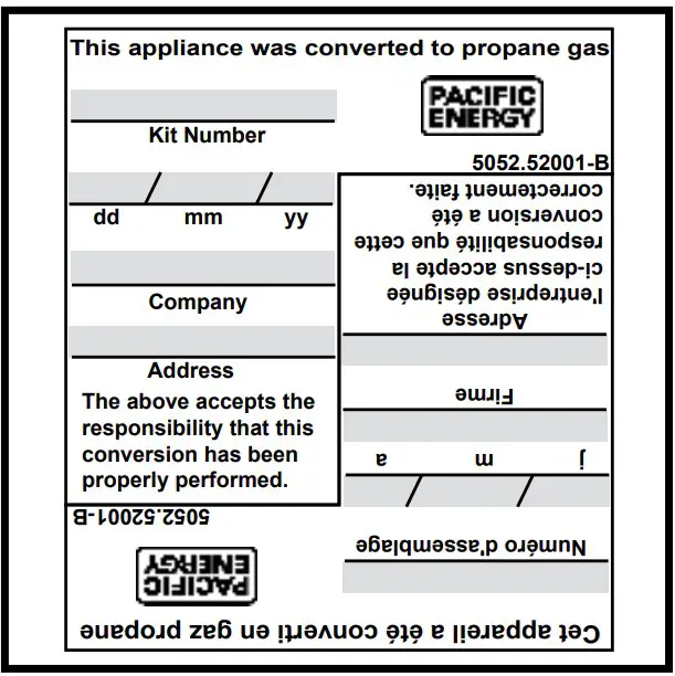 Propane conversion label