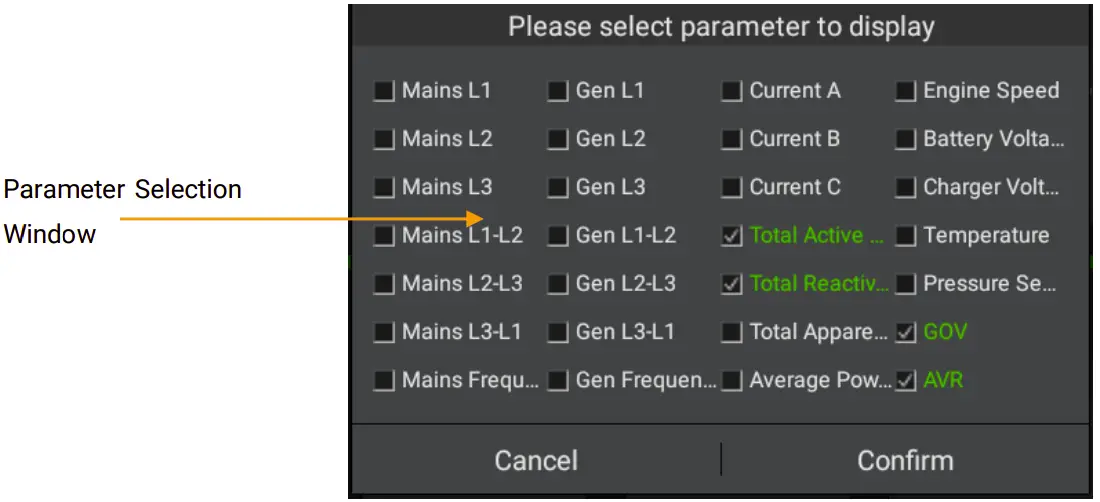 Parameter Selection Window