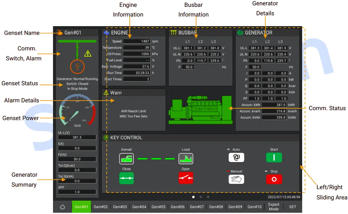 Genset Details Interface