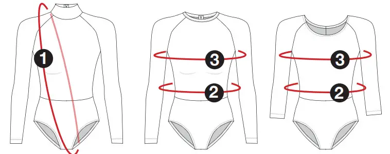 Jalie 4237 FIONA Raglan Sleeve Leotards - MEASUREMENTS