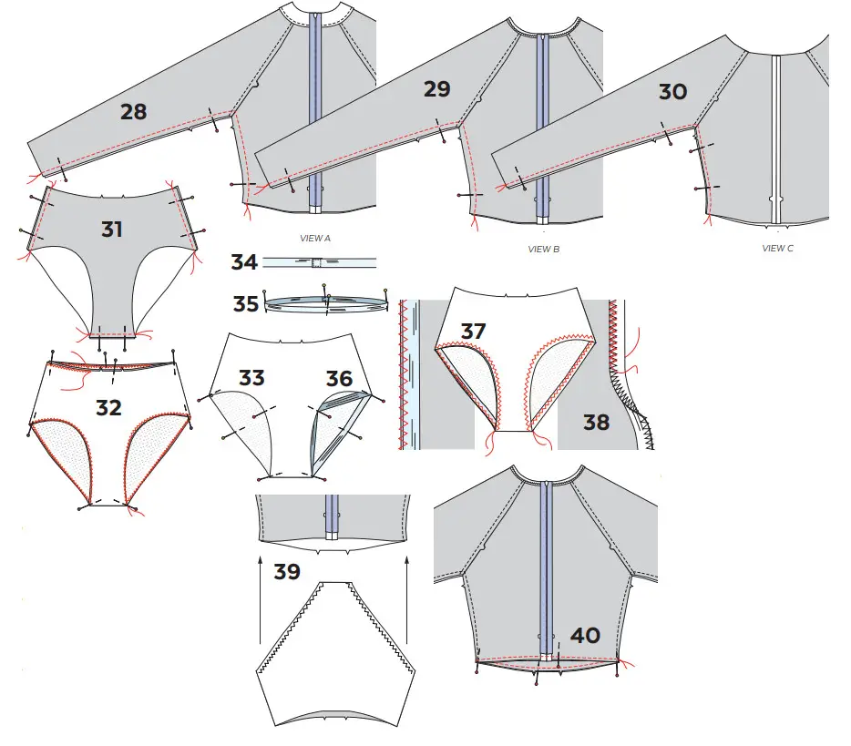 Jalie 4237 FIONA Raglan Sleeve Leotards - matching