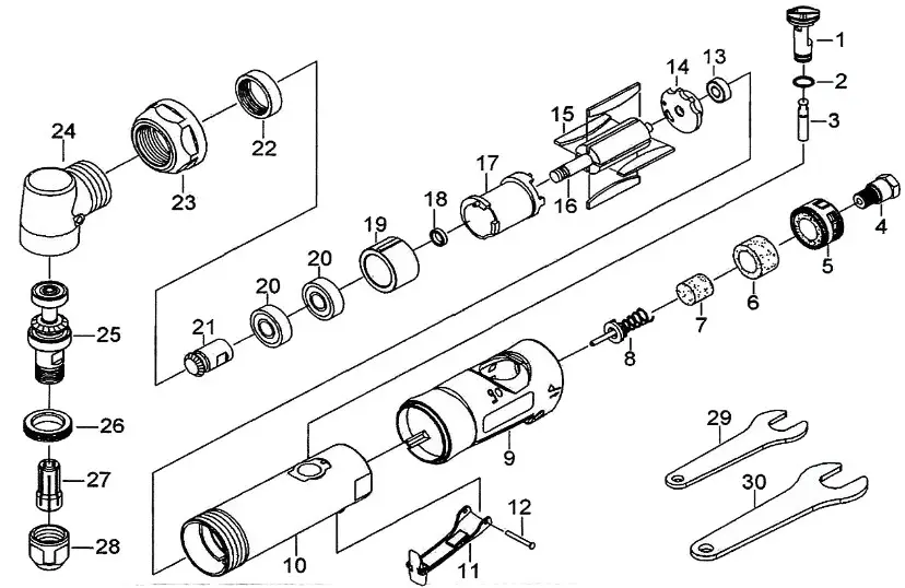 Taylor Pneumatic Tool Company T-9859R 1-4 Inch Angle Die Grinder
