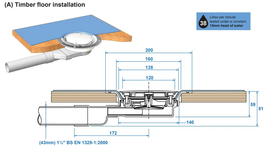 McAlpine VSG52SL-WH Slimline Floor Gully with Non Return Valve - Fig 3