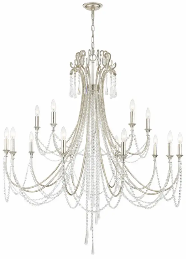 CRYSTORAMA ARC-1919-SA-CL-MWP Arcadia 15-Light Antique Silver Chandelier