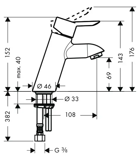 hansgrohe 31711000 Focus S Chrome Basin Mixer - Fig 3