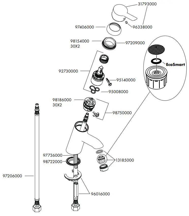 hansgrohe 31711000 Focus S Chrome Basin Mixer - Fig 6