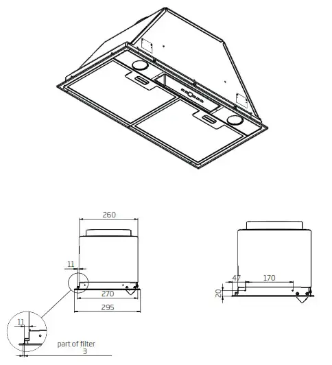 schweigen UM1170-6S Silent Undermount Rangehood - crush 1
