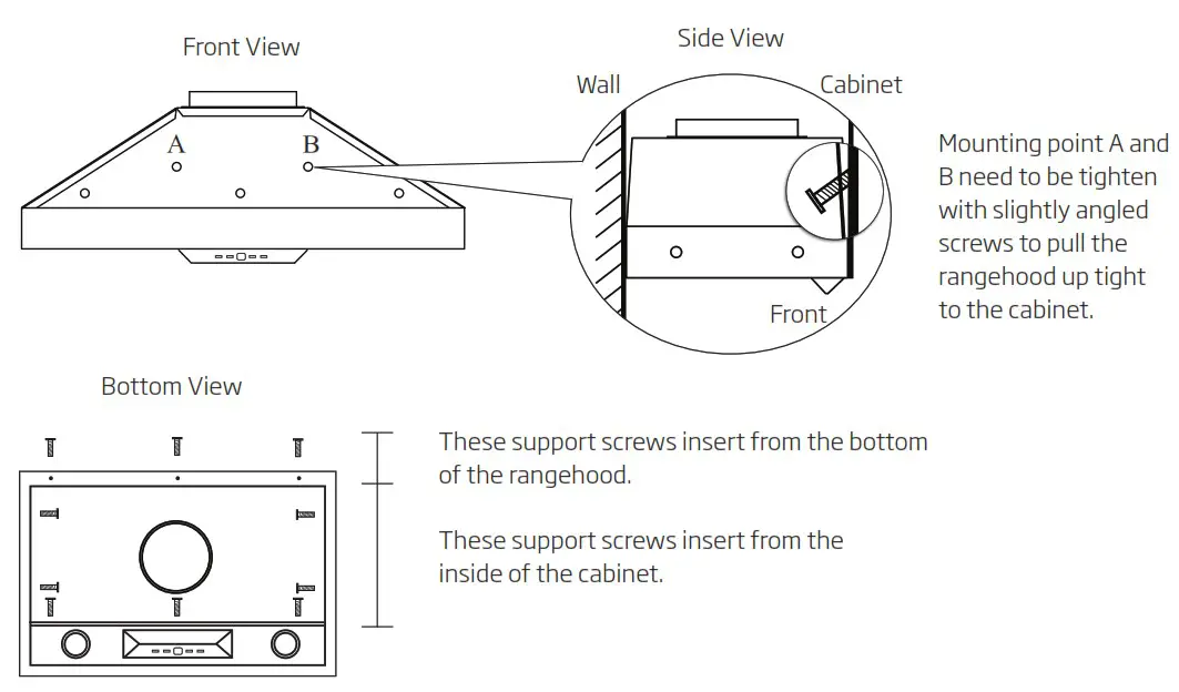 schweigen UM1170-6S Silent Undermount Rangehood - screws