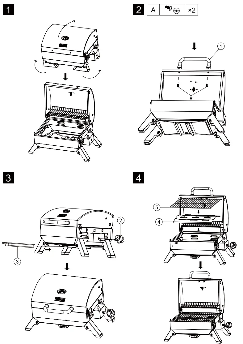 Royal Gourmet GT2001 Portable Stainless Steel Tabletop Gas Grill - parts 1