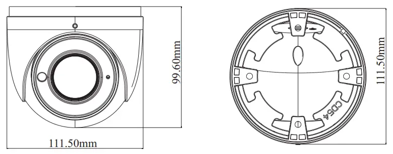 WORLD EYECAM IP 5IRD2M02MZ W 2MP Starlight IR Turret Network Camera - DIMENSIONS