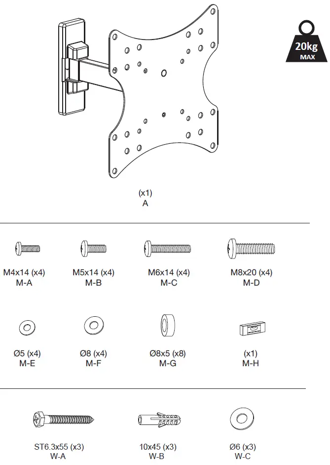 FONESTAR-MOV-222N-Full-Motion-TV-Wall-Mount-fig-1