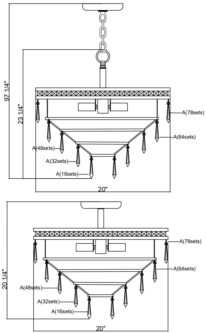 CRYSTORAMA 5264 OS CL MWP 20 Inch Olde Silver Chandelier Ceiling Light - Mounting