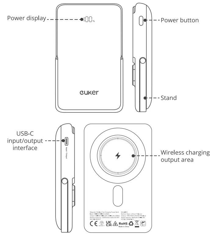 euker I13 Magnetic Wireless Fast Charging Power Bank - fig1