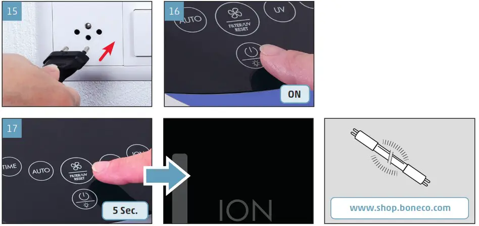 BONECO P370 Air Purifier with 5 Stage Cleaning Function - REPLACING THE UV LAMP 4