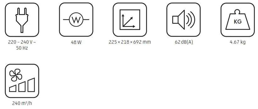 BONECO P370 Air Purifier with 5 Stage Cleaning Function - TECHNICAL SPECIFICATIONS 2