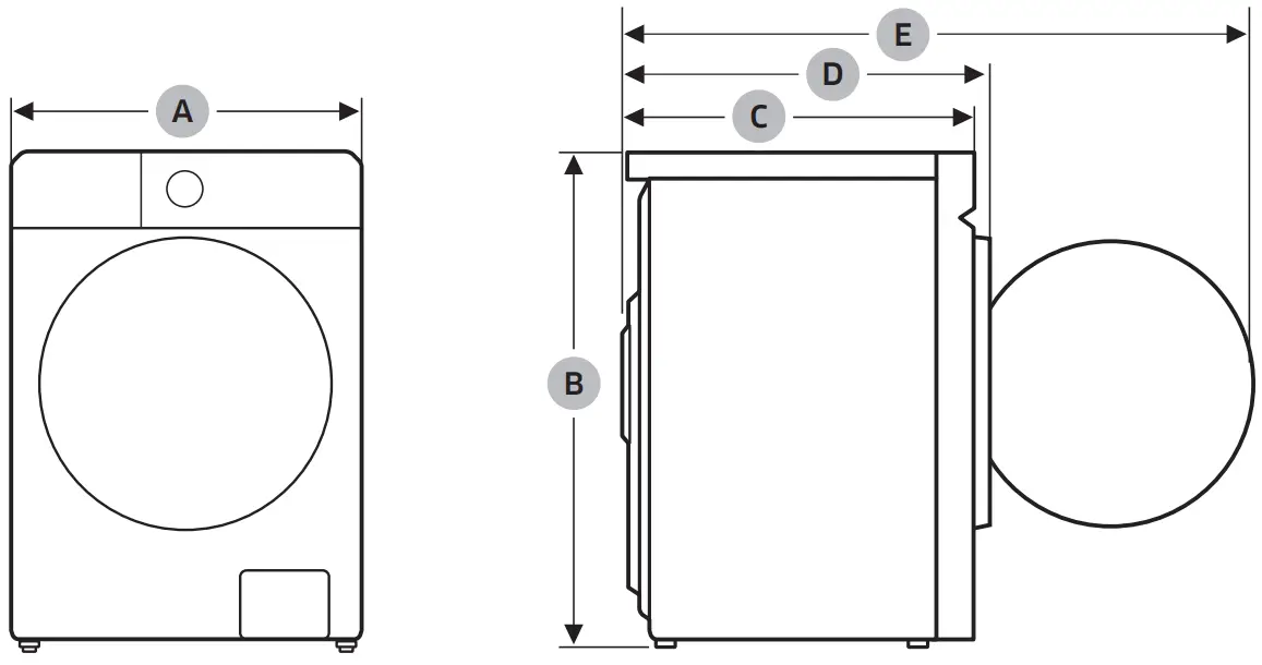 SAMSUNG WW11BB534DAES7 Washing Machine - Specification sheet