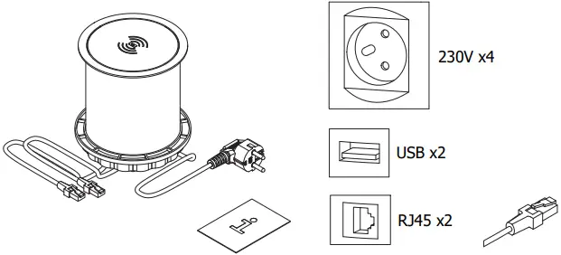 GTV LIGHTING AE-BPW4F120P-10 Recessed Office Extension Cord A1