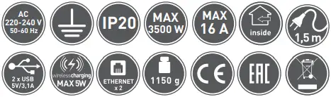 GTV LIGHTING AE-BPW4F120P-10 Recessed Office Extension Cord A2