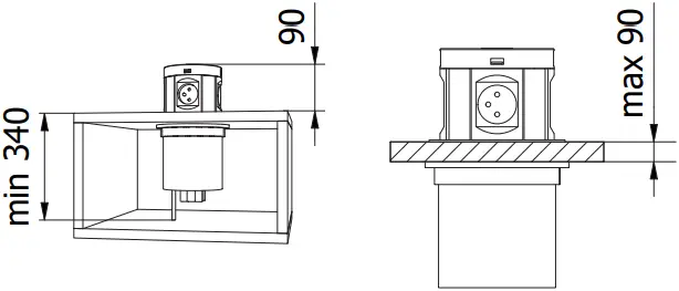 GTV LIGHTING AE-BPW4F120P-10 Recessed Office Extension Cord A3