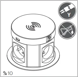 GTV LIGHTING AE-BPW4F120P-10 Recessed Office Extension Cord B10