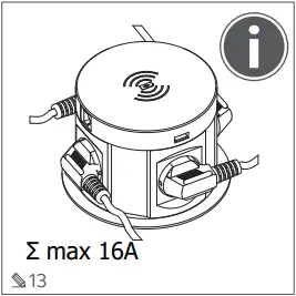 GTV LIGHTING AE-BPW4F120P-10 Recessed Office Extension Cord B13