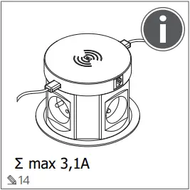 GTV LIGHTING AE-BPW4F120P-10 Recessed Office Extension Cord B14