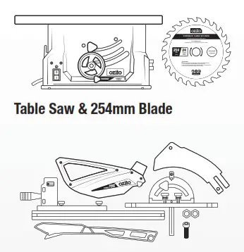 Ozito TBS2010 Table Saw with Stand - STANDARD