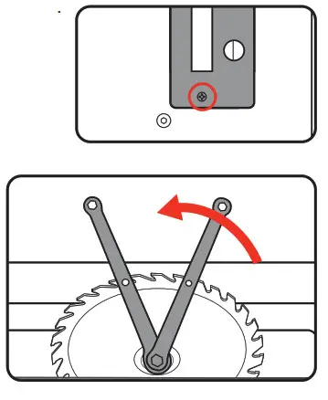 Ozito TBS2010 Table Saw with Stand - blade bolt