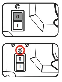 Ozito TBS2010 Table Saw with Stand - switch