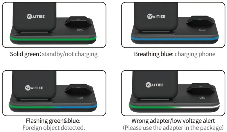 WAITIEE B08J3SQWHM 3 In 1 Fast Wireless Charger-fig3