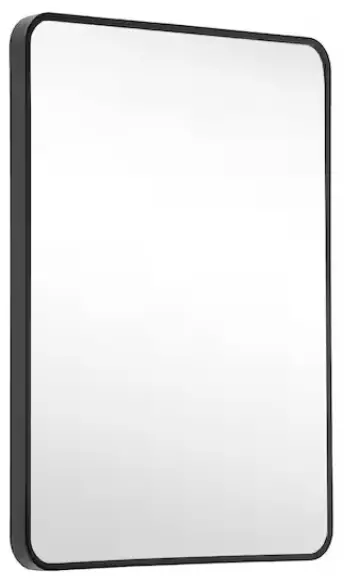 WELLFOR SKC2436BK 24 in. W x 36 in. H Rectangular Aluminium Framed Wall Bathroom Vanity Mirror