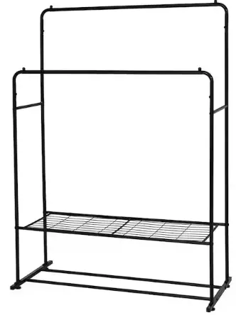 maocao-hoom-MZHW912-718C-BK-Black-Metal-Clothes-Rack-with-Shelves-product-image